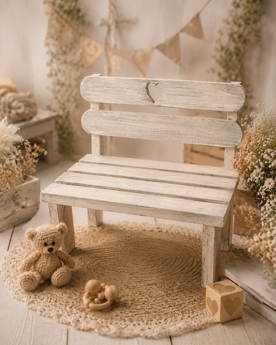 Newborn Rustic White Bench