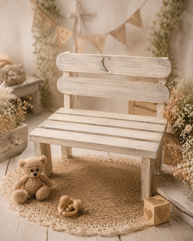 Newborn Rustic White Bench