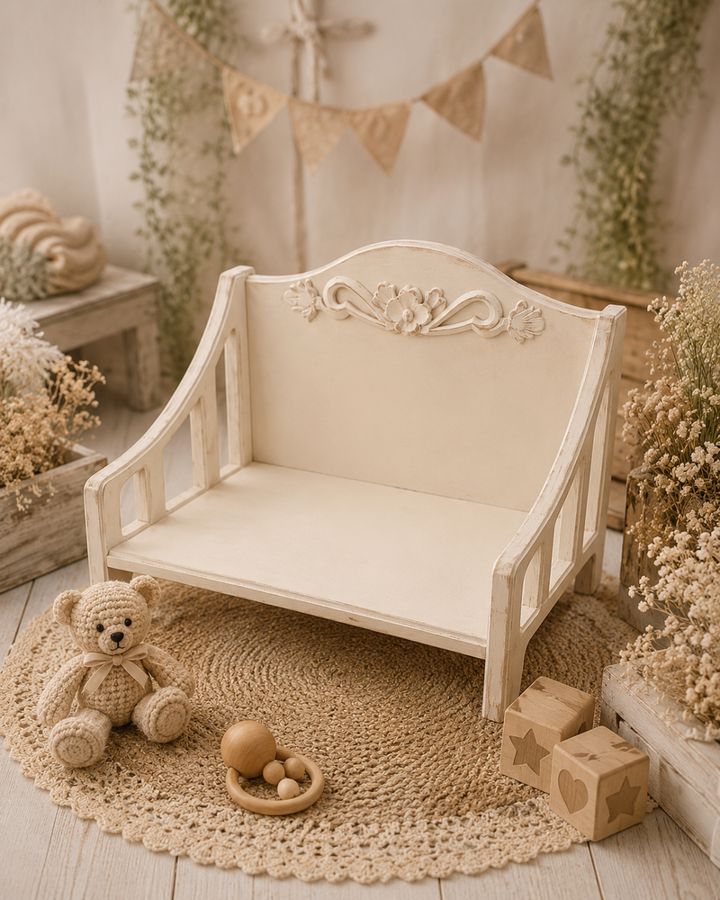 Newborn Rustic White Bed/Bench