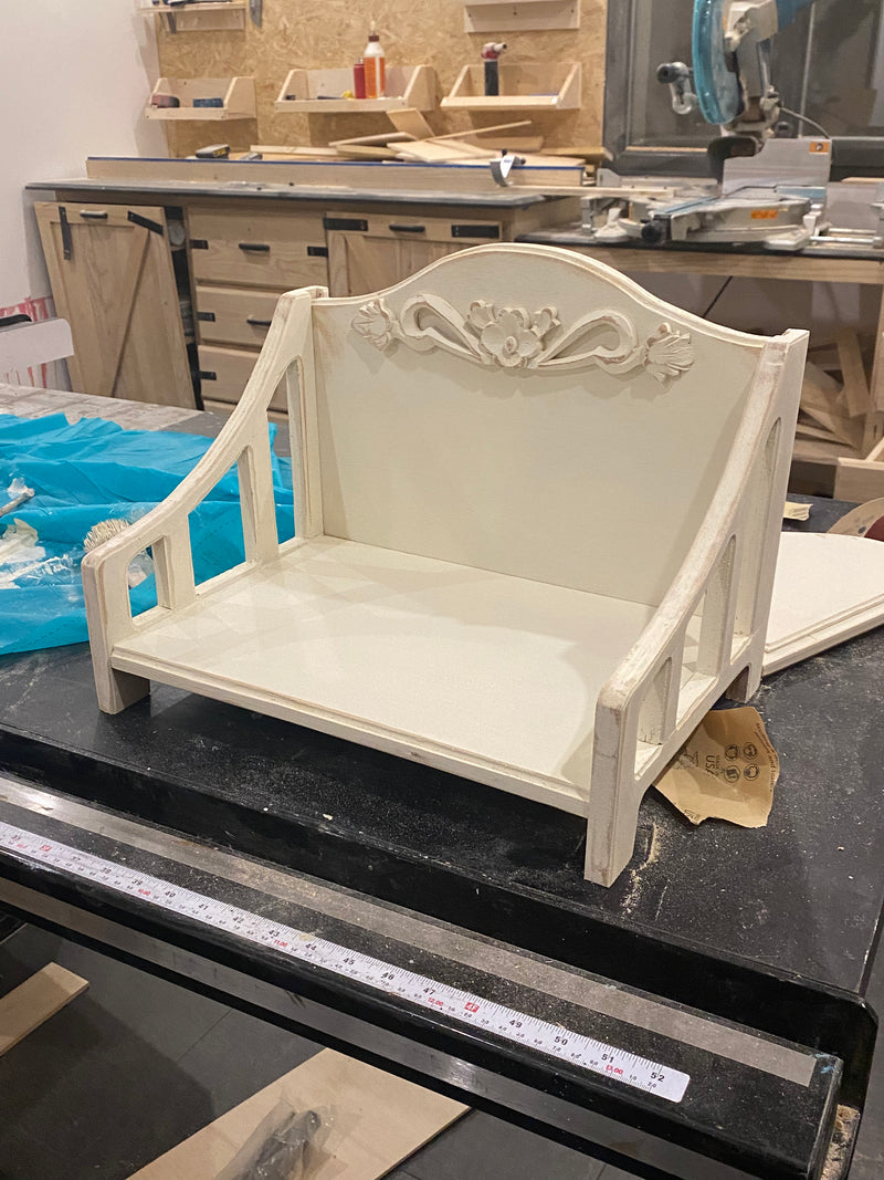 Newborn Rustic White Bed/Bench